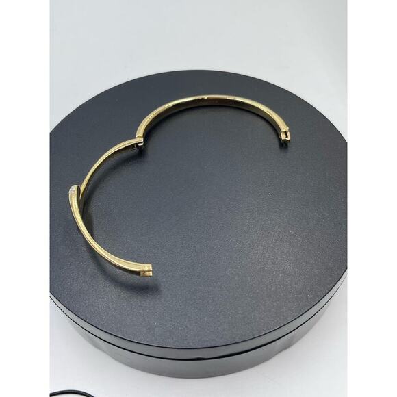 Skagen Gold Plated Hinged Pave knob ends Crossover Pebble Bangle Bracelet - Picture 12 of 13